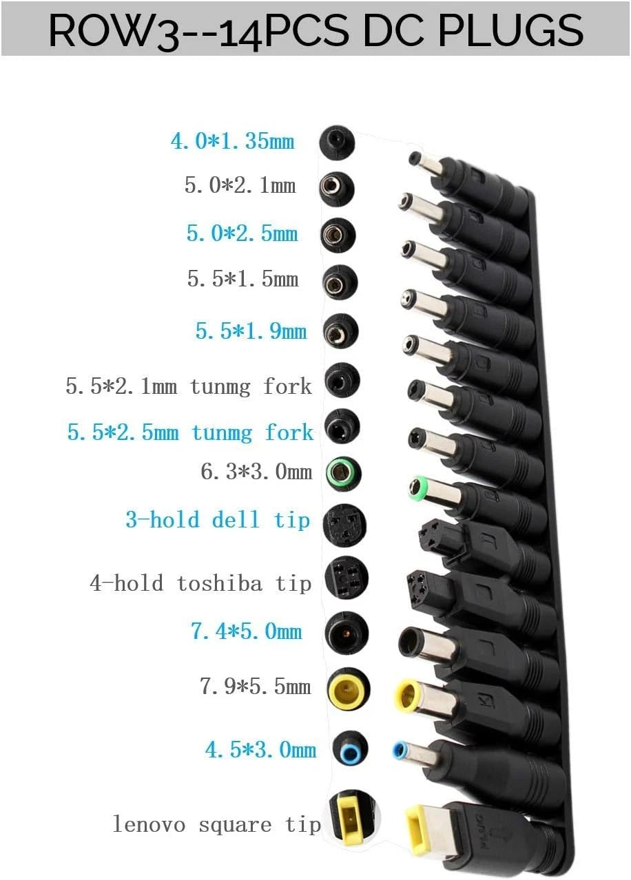Universal 34pcs DC Connectors Plug Kit Power Adapter Connector, 5.5 black