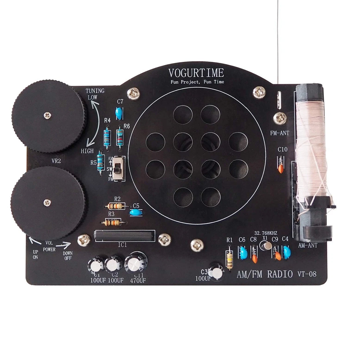 AM FM Radio Kit Soldering Project for Learning Practicing Black-black