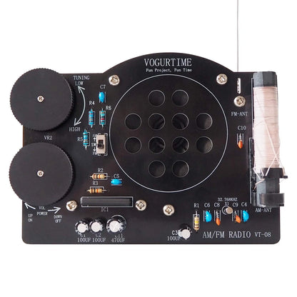 AM FM Radio Kit Soldering Project for Learning Practicing Black-black