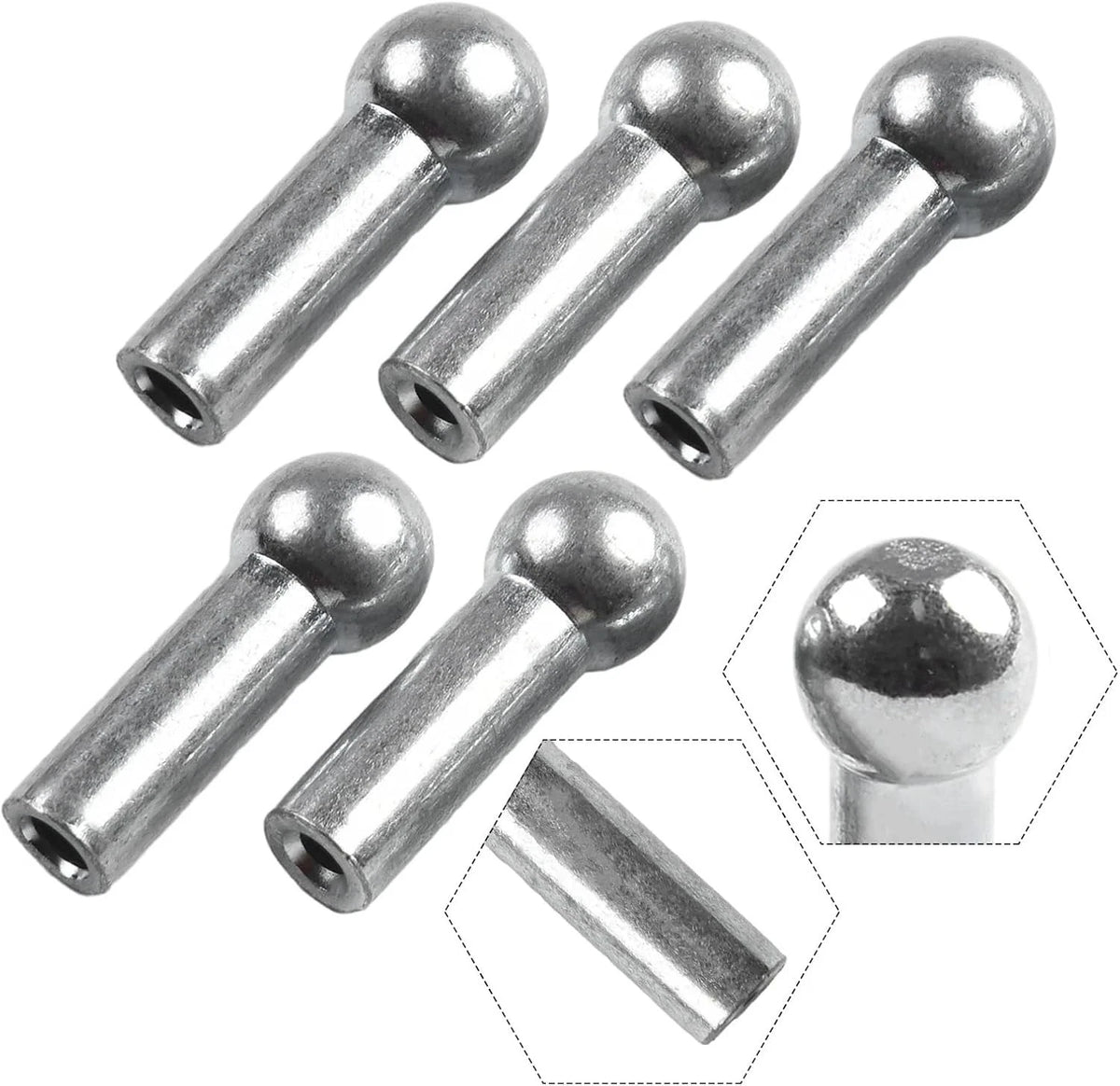 5 Pack Gym Pulley Machine Stopper Cable Ball For diameter 5mm Cable, Silver