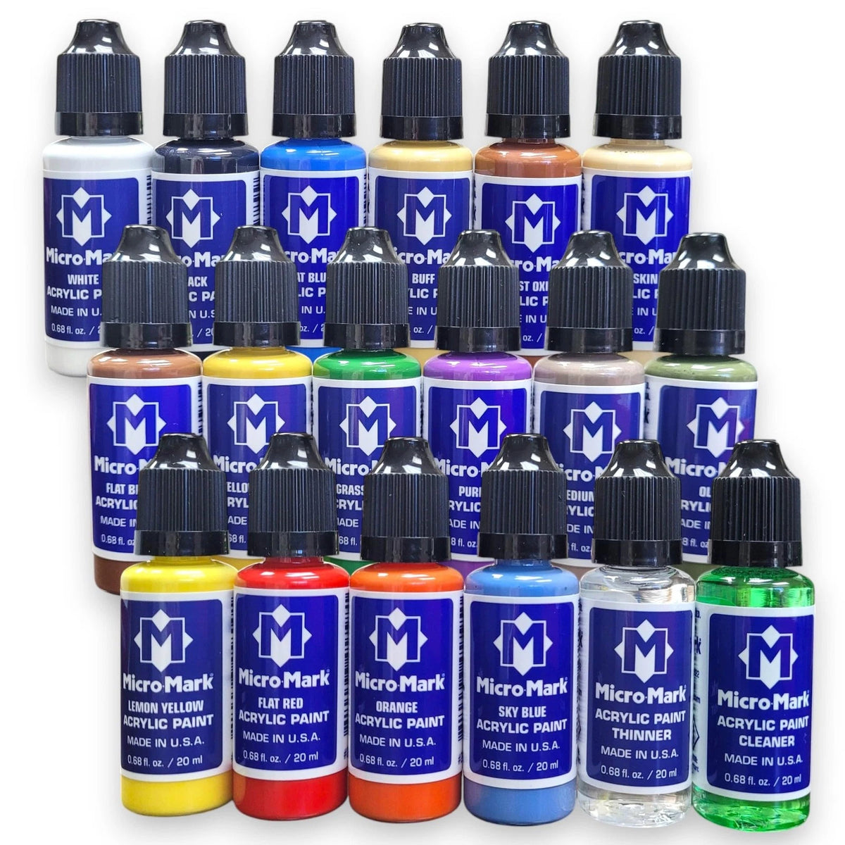 Micro-Mark Basic Color Model Paint Set - 0.68 Fl Oz (Pack of 1), Multicolor