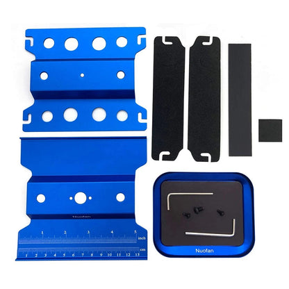 Nuofan RC Car Work Stand Aluminum Repair 140Mm X 134Mm X 64-90Mm, Blue