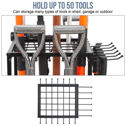 Garden Tool Organizer Holds 50 Long-Handled Corner Organizer, Black