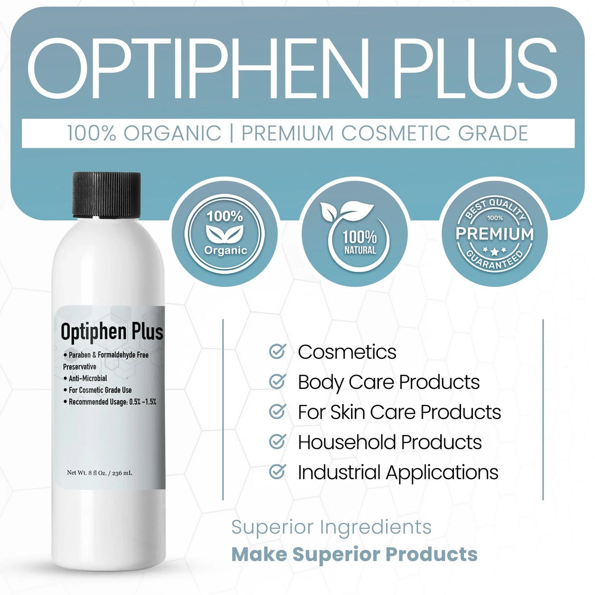 Optiphen Plus Preservative for Cosmetics, 8 Fl Oz (Pack of 1)