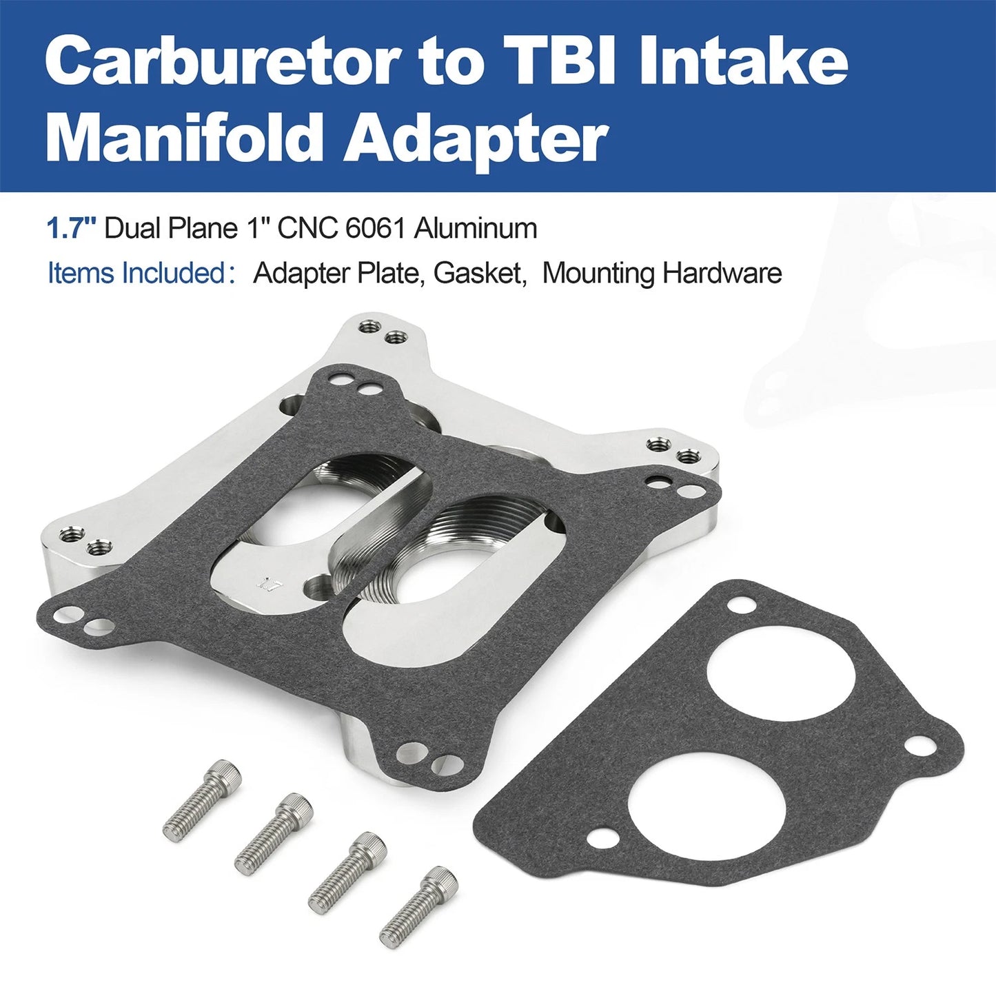 1.7" Dual Plane Carburetor Adapter for TBI Intake Manifold For Holley& Edelbrock