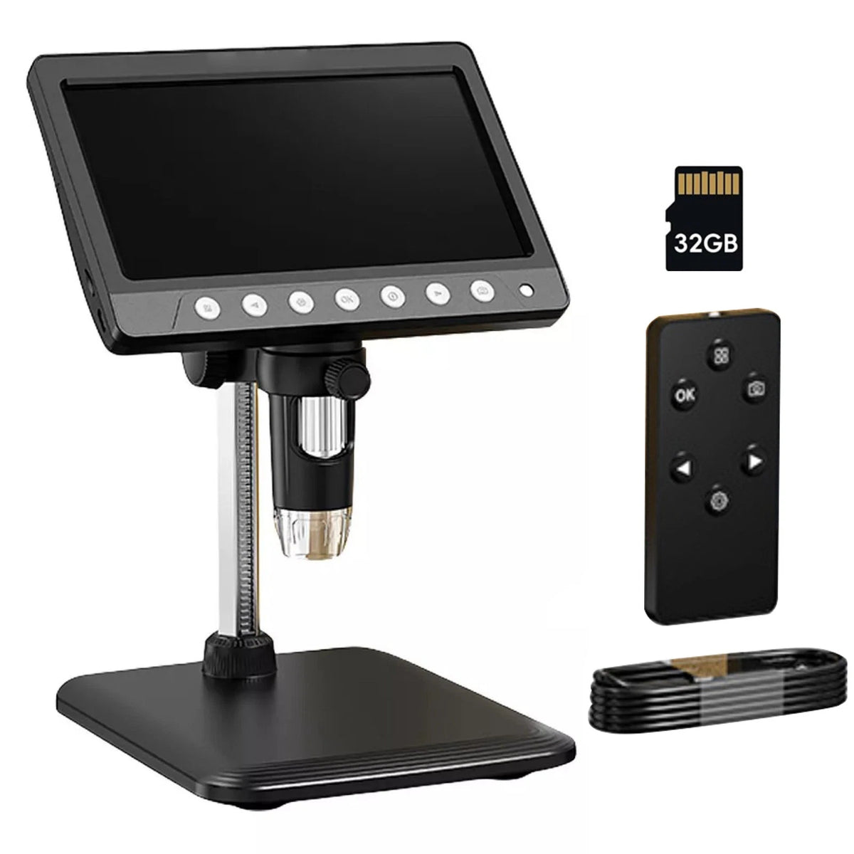 7 "IPS Screen Digital Microscope 1200X 1080P Video Focusing Microscope Tool