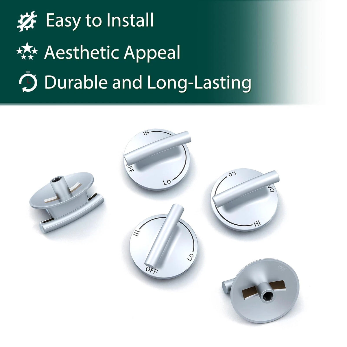 WP74009554 Stove Knobs Replacement Parts for Jennair Cooktop Knob Gas Silver