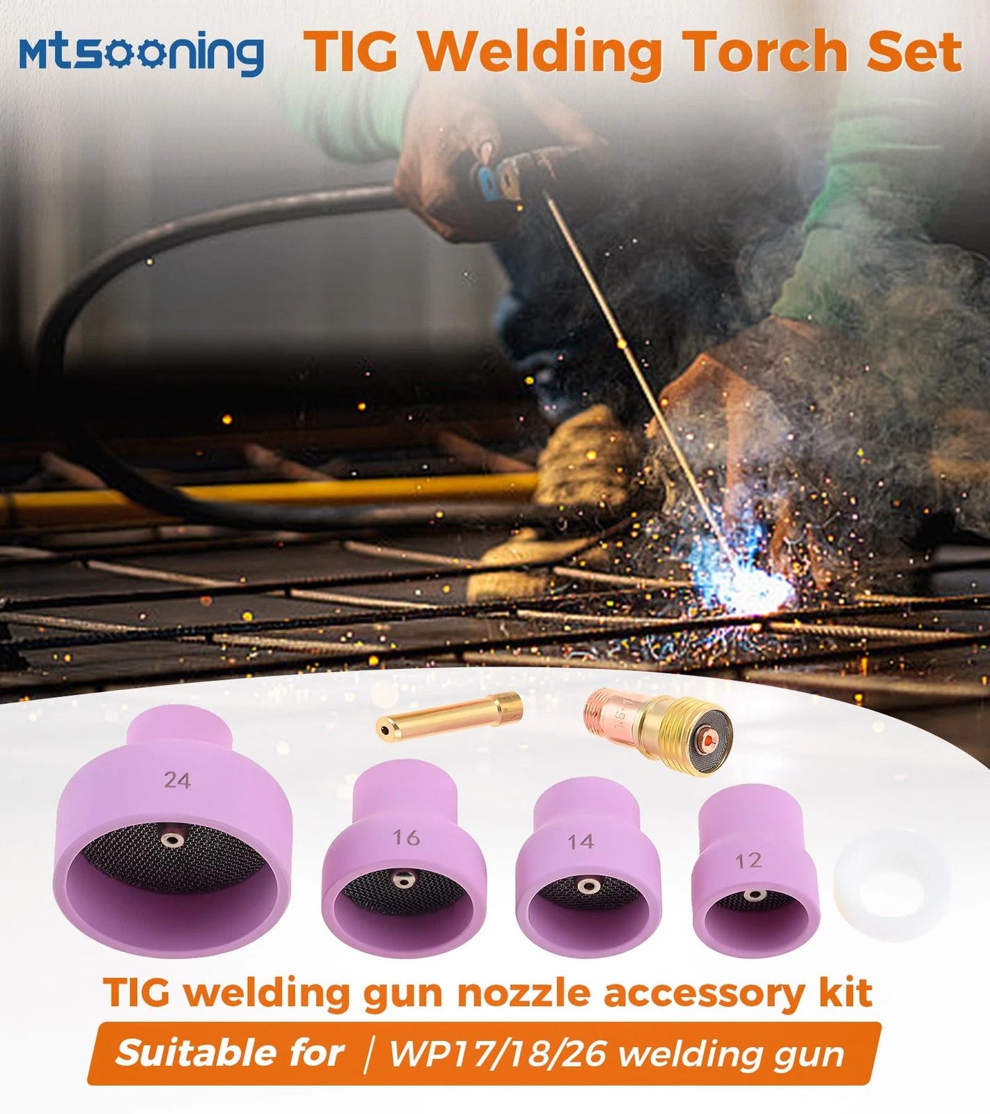 Mtsooning Ceramic Welding Cup Set, #12#14#16#24 Tig Cups,Alumina...