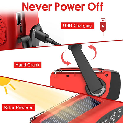 RunningSnail Hand Crank Radio with LED 5L x 1.8W x 2.4H Inch, 087-Red