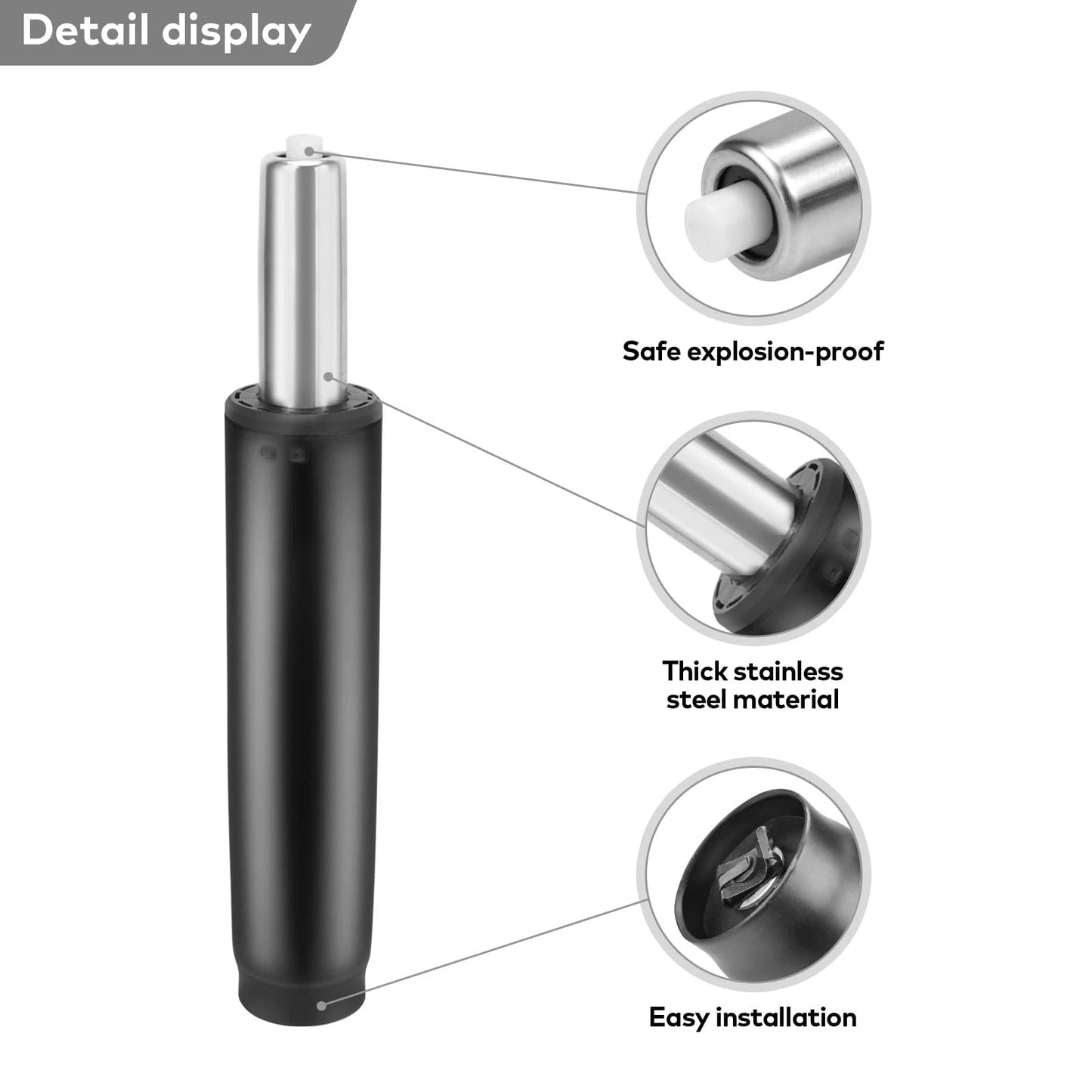 DOZYANT Gas Lift Cylinder Replacement,Hydraulic Pneumatic 5"STROKE, Black