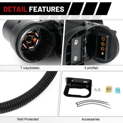 7 Way Trailer Tow Hitch Connector Receptacle Harness Installation Kit
