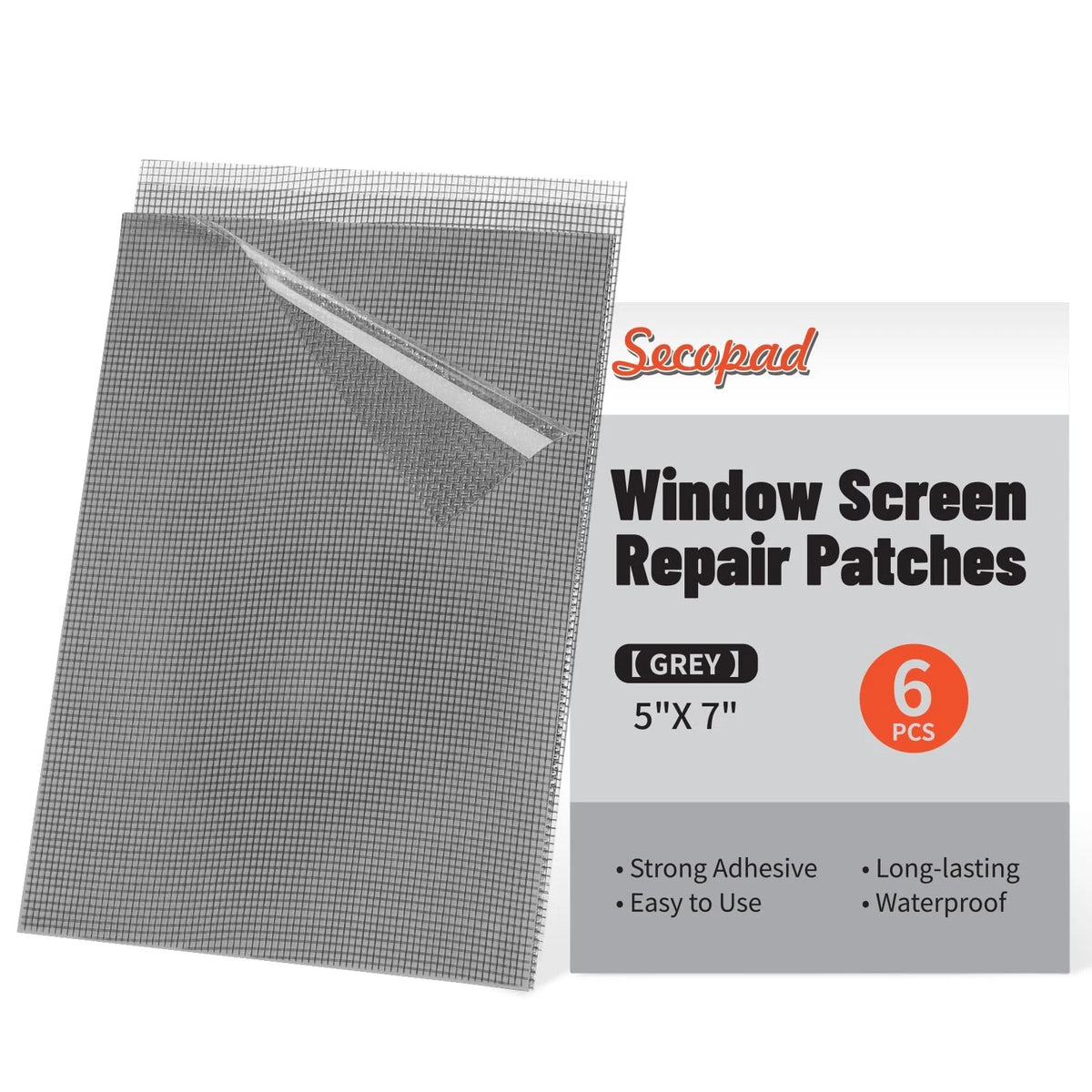 Secopad 5" x 7" Grey/Black Screen Repair Kit, 6 PCS Window 5 IN X 7 IN, Gray