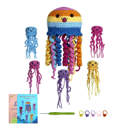 Fortilo Crochet Kit Small (approx. 5 x 7 x 2 inches each), Jellyfish Family