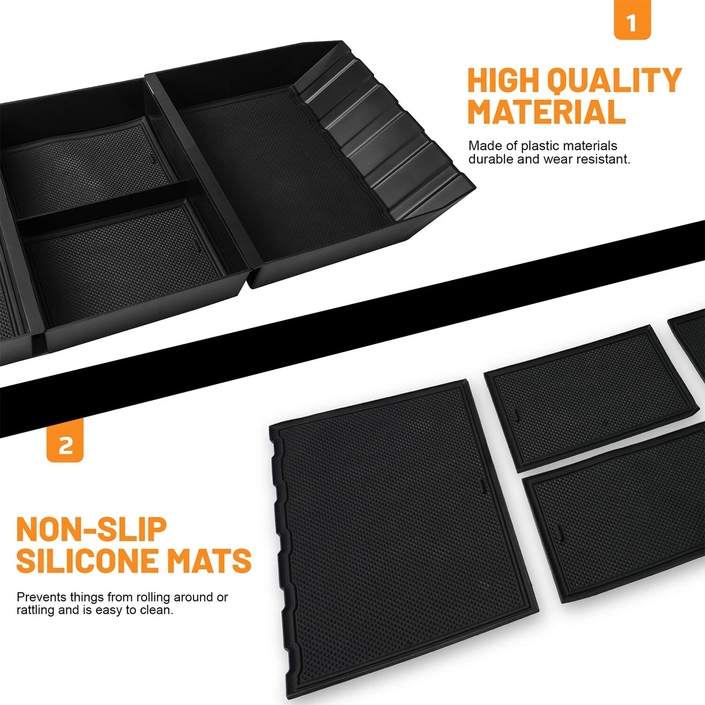 Floor Console Organizer for Tesla Cybertruck 2024+, TPE Storage Tray Box Caddy