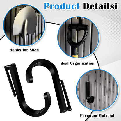 Qiyaz 4 Pcs J Tool Hooks Plastic Multi Purpose Shed Accessories for Black