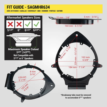 Scosche SAGMHR634 6.5”-6.75” Speaker Adapters Compatible with Select 2005-20...