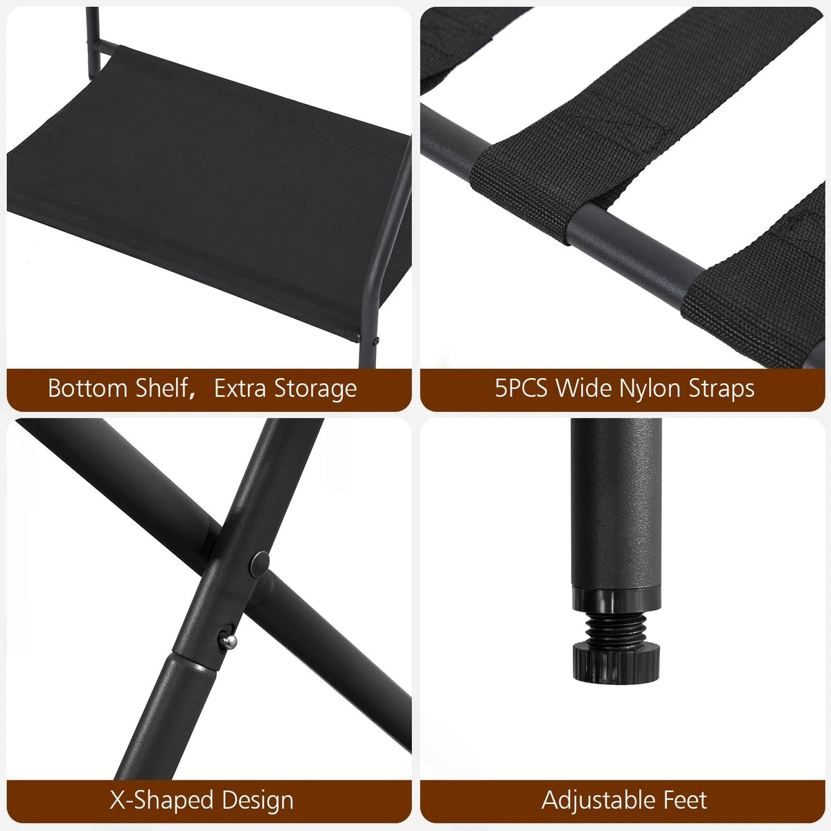 AMHANCIBLE Luggage Rack, Set of 2, Foldable Suitcase Stands Black
