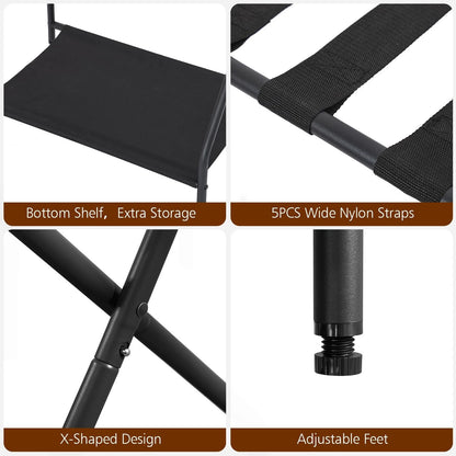 AMHANCIBLE Luggage Rack, Set of 2, Foldable Suitcase Stands Black