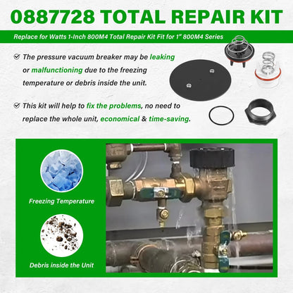 usvehj 0887728 Repair Kit Replace for Watts 1-Inch 0887728, Black; White