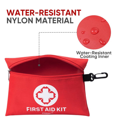 PTEROMY 150 Piece Mini First Aid Kit, Portable 150 Count (Pack of 1), Red