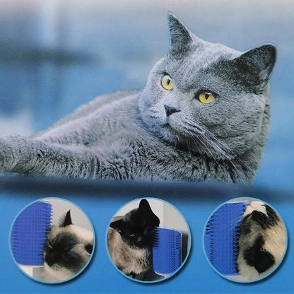 2 Pack Self Grooming Wall Brush for Cats and Dogs - Cat Groomer with Blue