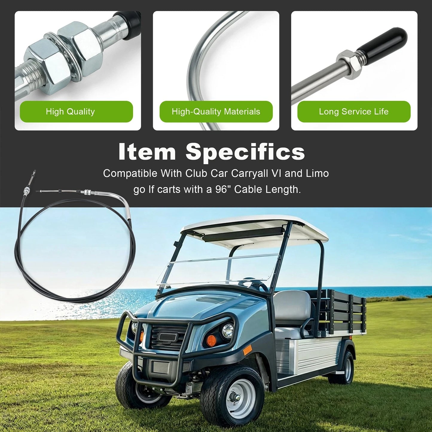 96" Forward/Reverse Cable Fits Club Car Carryall VI Limo Golf Cart 101539802