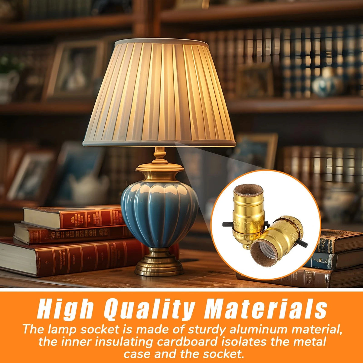 Saysurey 2 Pack UL Listed Lamp Socket with Push On/Off, E26 Threaded Gold