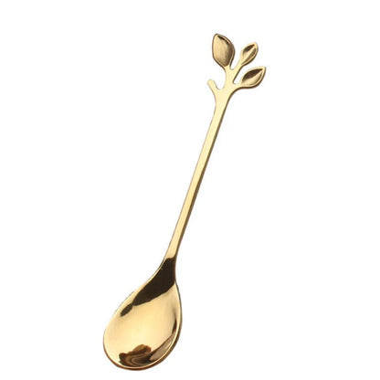 10Pcs Stainless Steel Spoon Branches Leaf Spoon For Kitchen Tableware Ornament;
