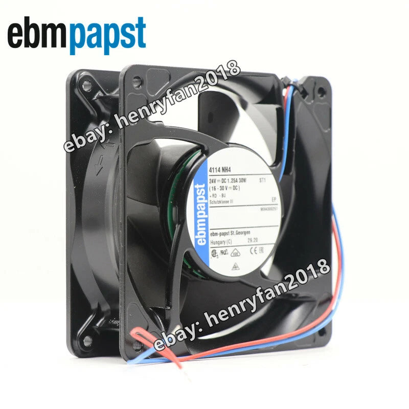 Ebmpapst 4114NH4 Axial Fan 24V 1.25A 30W 120*120*38MM 2-wire Cabinet Cooling Fan
