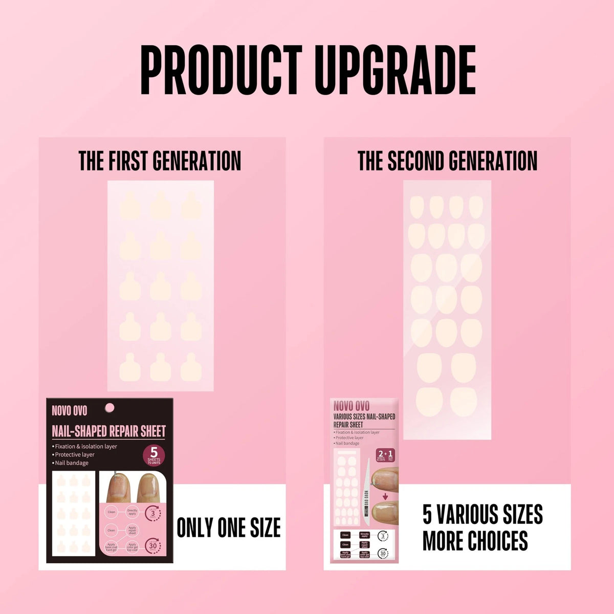 NOVO OVO Pre-cut Nail Shaped Medium, Various Sizes Repair Sheet