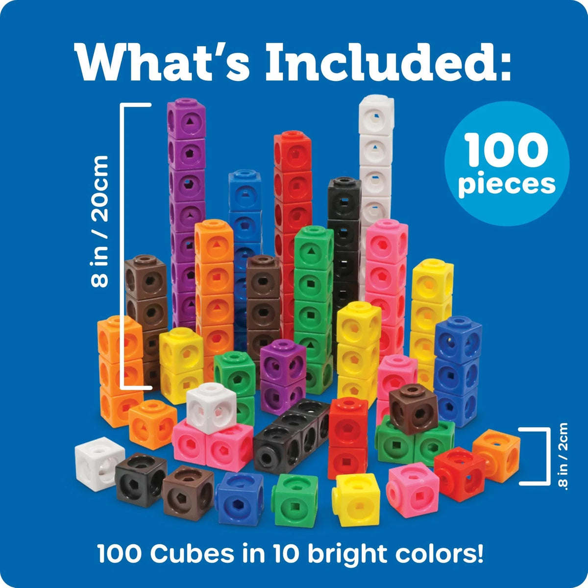 Learning Resources MathLink Cubes - Set of 100 Cubes, Ages 3/4in, Multicolor