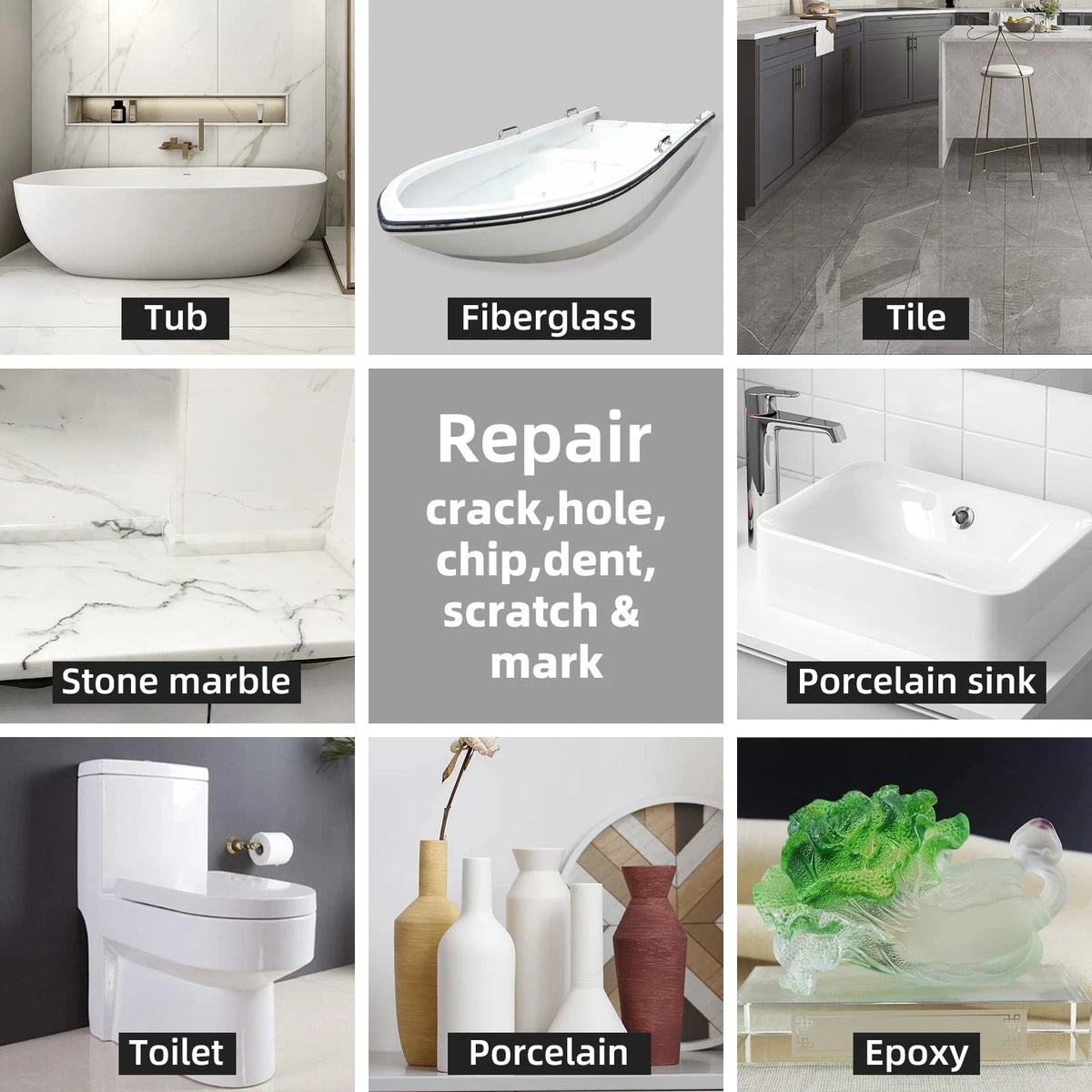 Tub and Fiberglass Shower Repair Kit White Arctic Biscuit Almond Black Bone