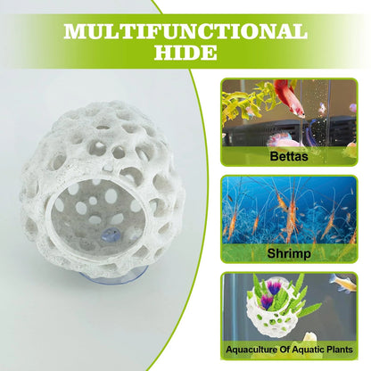 Swirge Shrimp Dome Hide, Hides for Aquarium, Betta Fish Hideout White