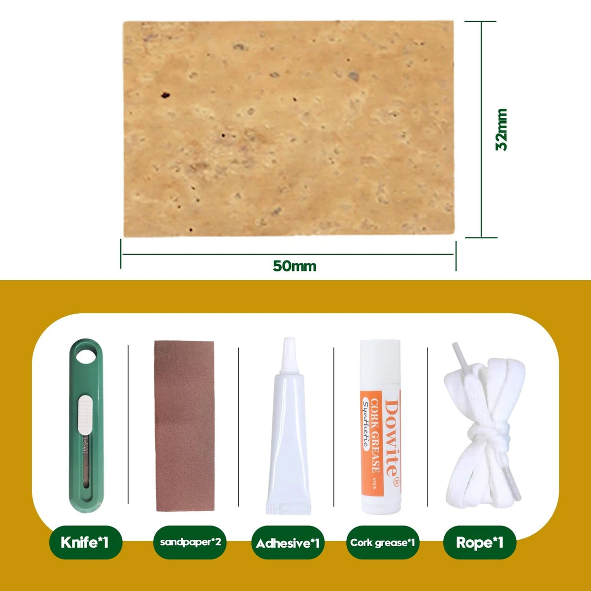 Dowite Soprano Saxophone Cork Replacement Kit - 32mm x 50mm Corks Sax