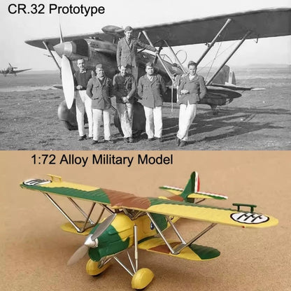 Italian FIAT CR.32 Freccia Biplane Fighter 1/72 Scale Alloy Model Toy with Stand