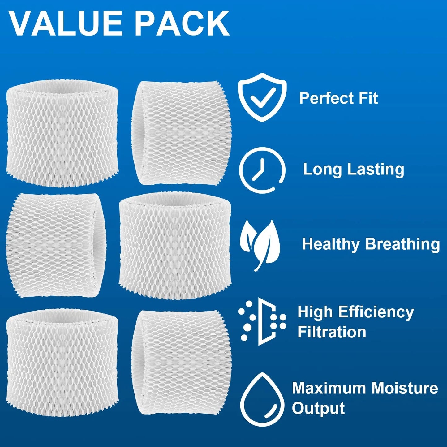 WF2 Humidifier Filter Replacement for Vicks V3500 V3100 V3900 V3700 white