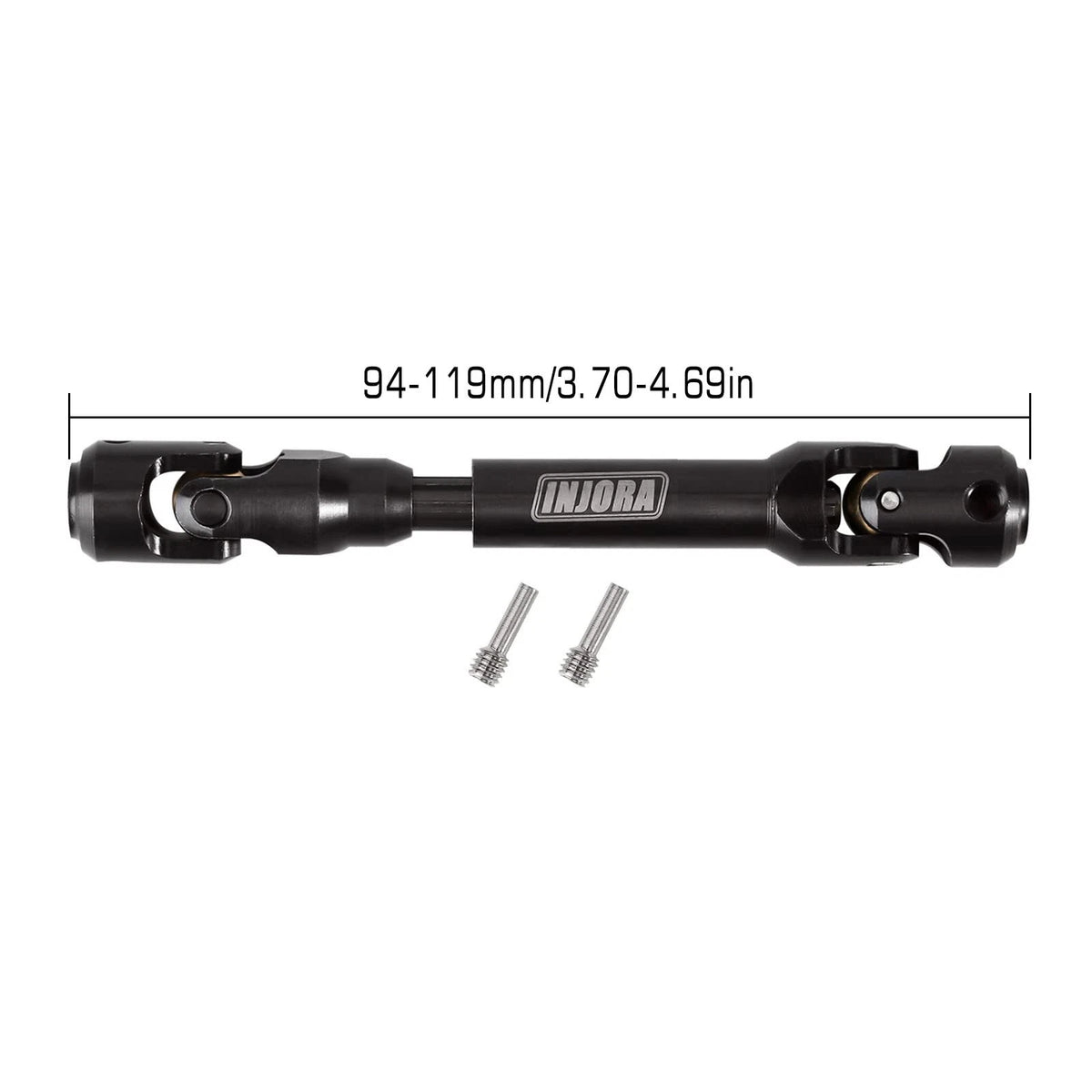 INJORA Steel Heavy-Duty Drive Shaft for 1/10 RC Car Crawler 94-119mm, Black