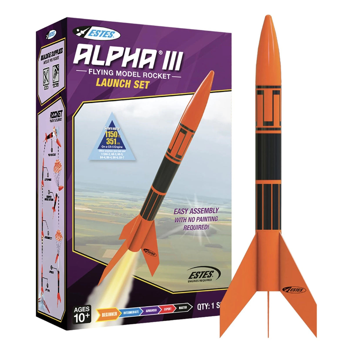 Estes 1427 Alpha III 12.3 inches x 0.98 x inches, Black,orange