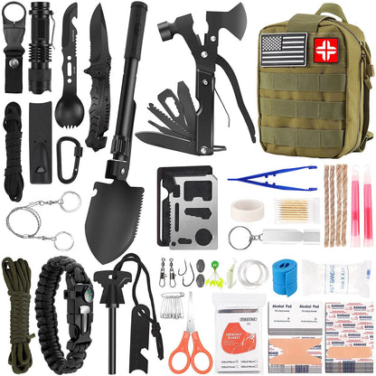 Emergency Survival Kit and First Aid Kit, 142Pcs Medium size, Green