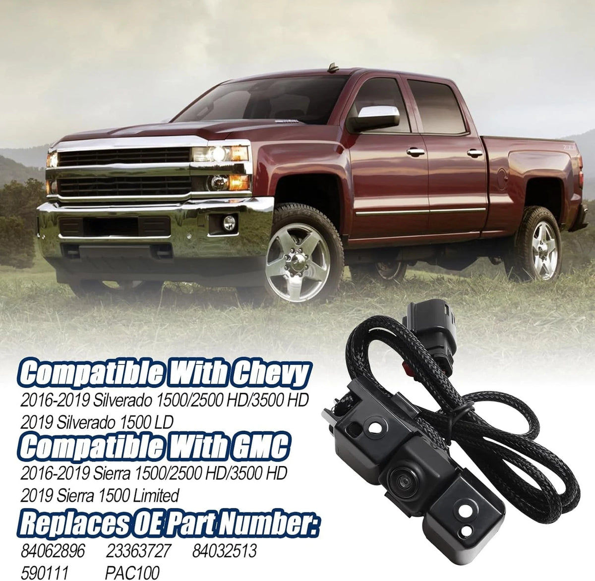 Silverado Sierra Backup Rear View Camera Compatible with 2016 2017 2018 2019...