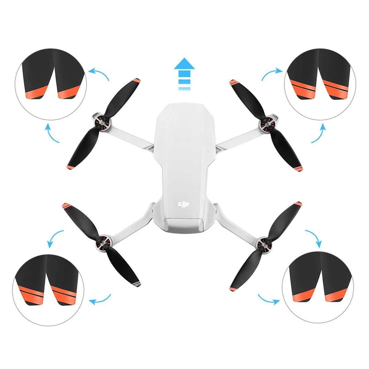 16PCS Mini 4k 2 Propeller for DJI Mavic 2 SE Drone Small, Black