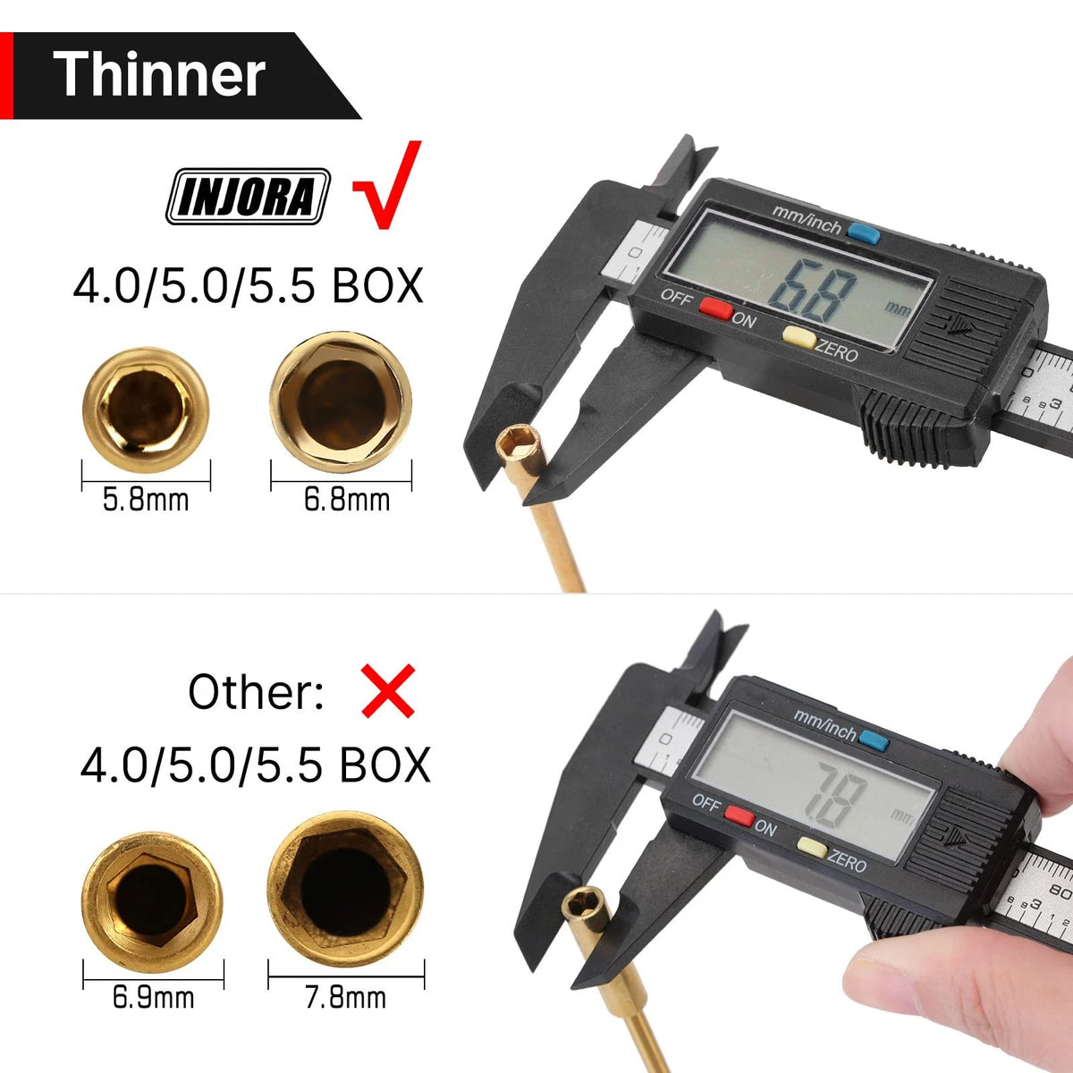 INJORA Short Handle Hex Screwdriver Nut Driver Tools 1/18 1/24 Small, Black