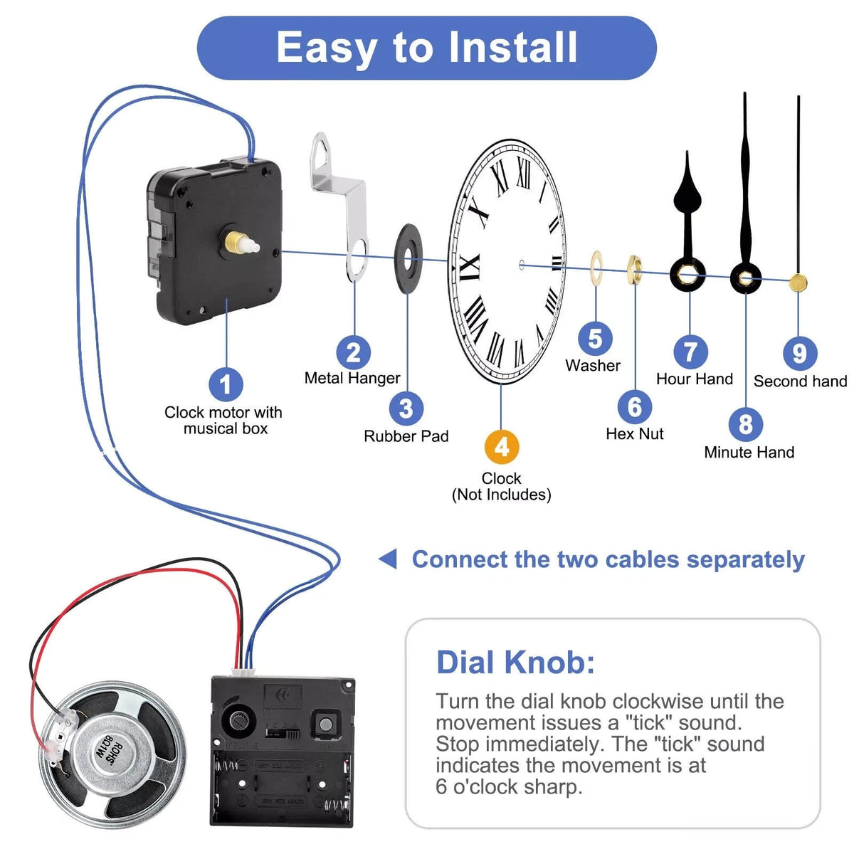 Quartz Wall Clock Movement Mechanism Hands Repair Tool Kit Set DIY Clock Parts