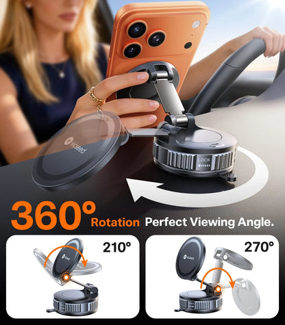 VICSEED Ultimate for Magsafe Car Mount [98+LBS Strongest Suction] 360° Black