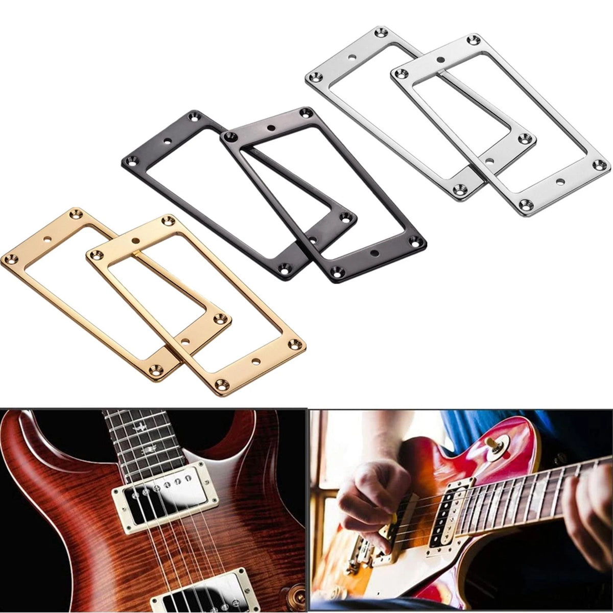 2 Pcs Silver Iron Humbucker Pickup Ring W/ Srcews For Les Paul LP Guitar Parts