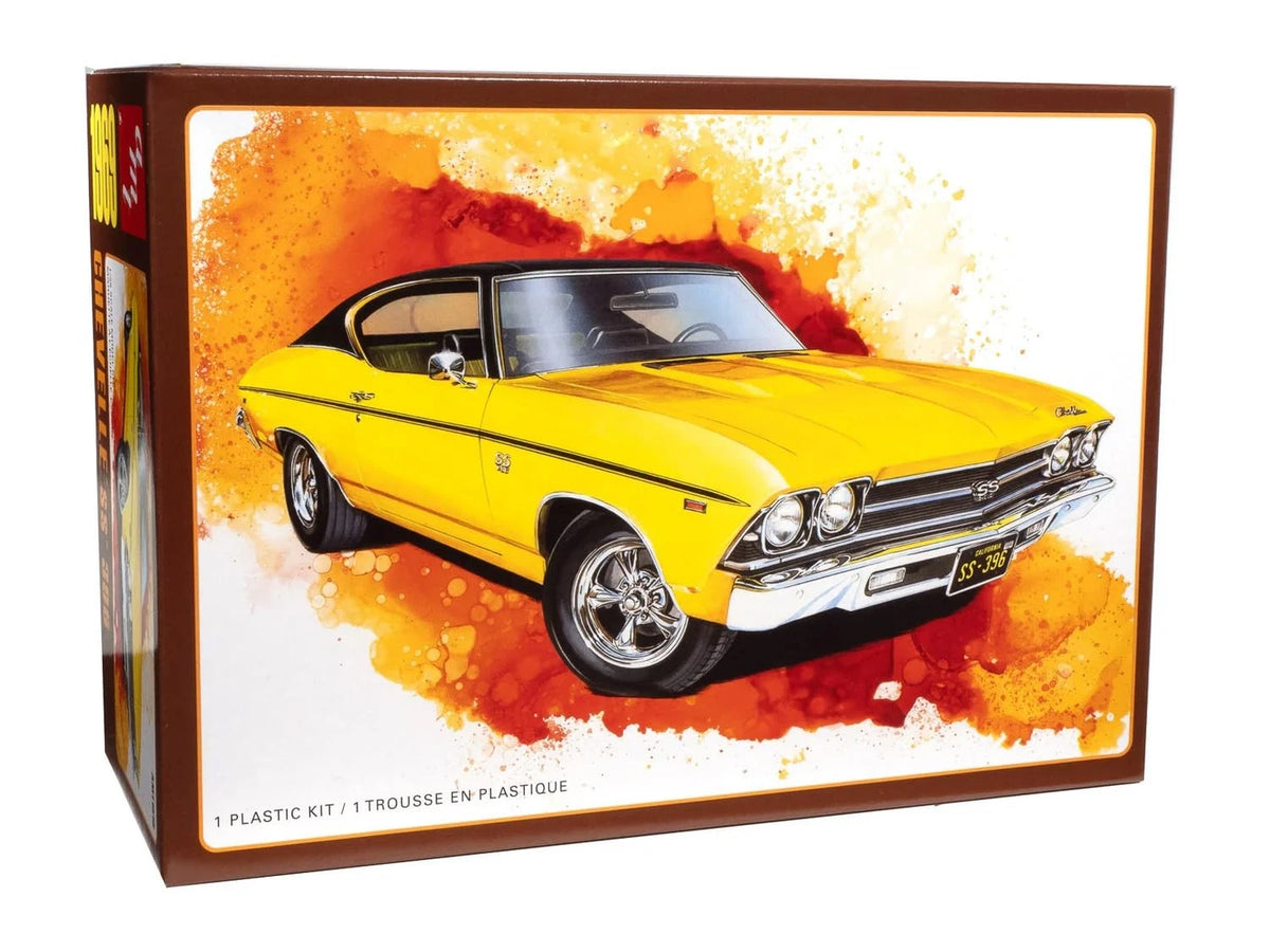 AMT Skill 2 Model Kit 1969 Chevelle SS 396 1/25 Scale 1 inch, Yellow