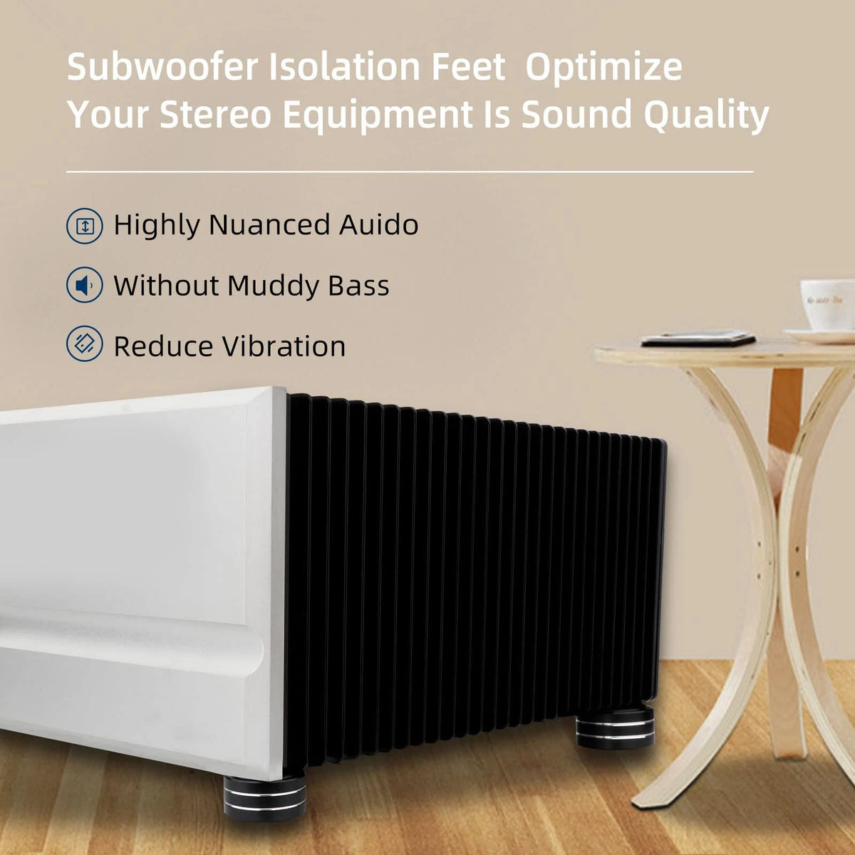 Monosaudio 4Pcs 40x20mm Speaker Isolation Feet Single-sided 3M Black