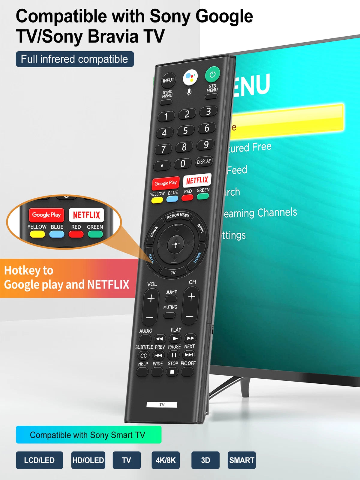 RMF-TX310U Voice Remote Control For Sony 4K Smart TV RMF-TX220U XBR-55X900F