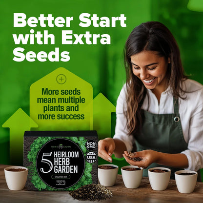 HOME GROWN Indoor Herb Garden Starter Kit – Complete 5 5-Pack, 5