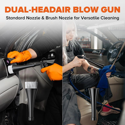 Tornado Car Cleaning Gun, High Pressure Air Blower Gun for Detailing Black